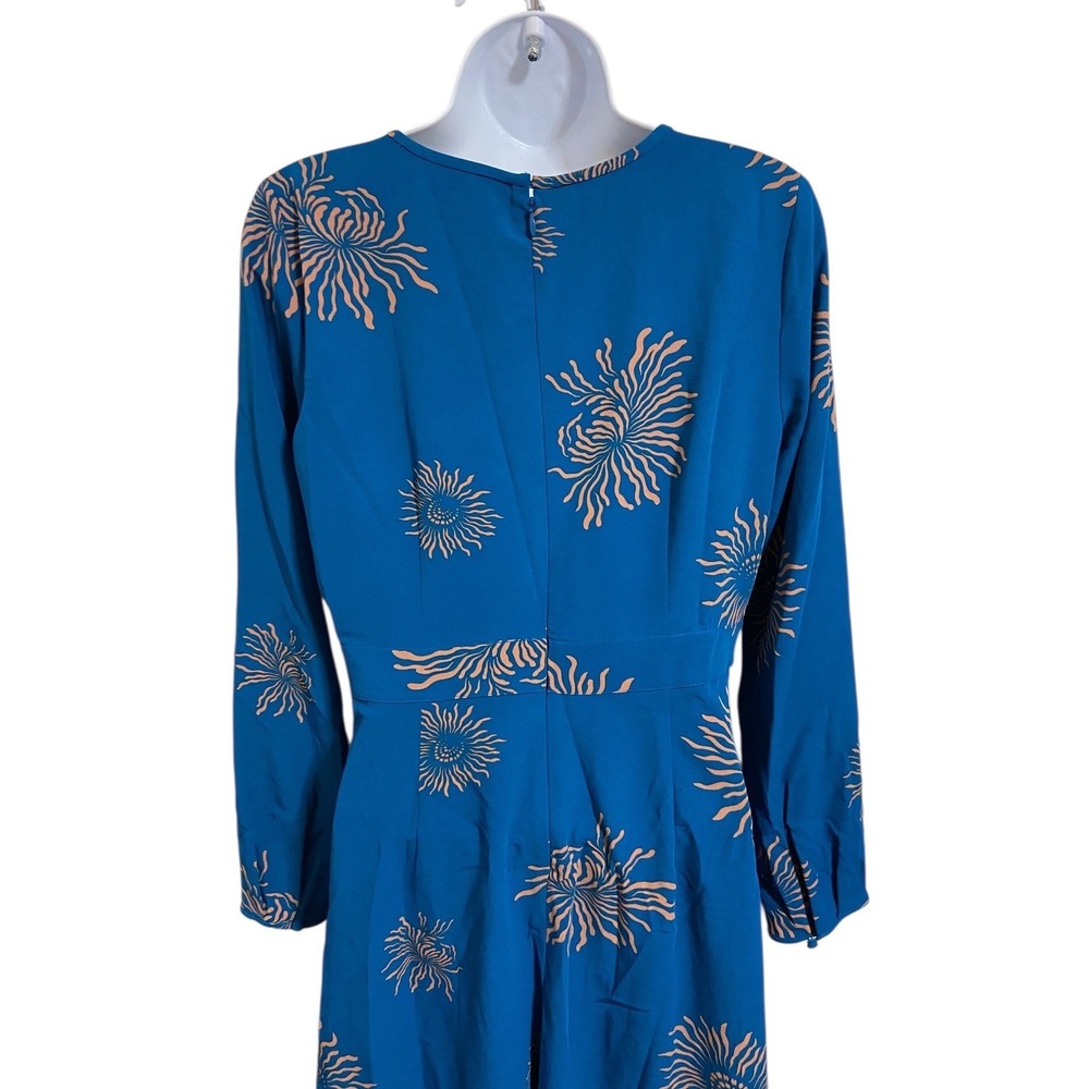 Ann Taylor LOFT Petite Blue Sunburst Print Long Sleeve A-Line Dress Size 6P - Picture 10 of 11
